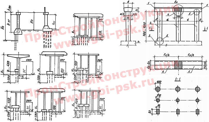 Мостовые стойки, блоки, унифицированные стоечные опоры